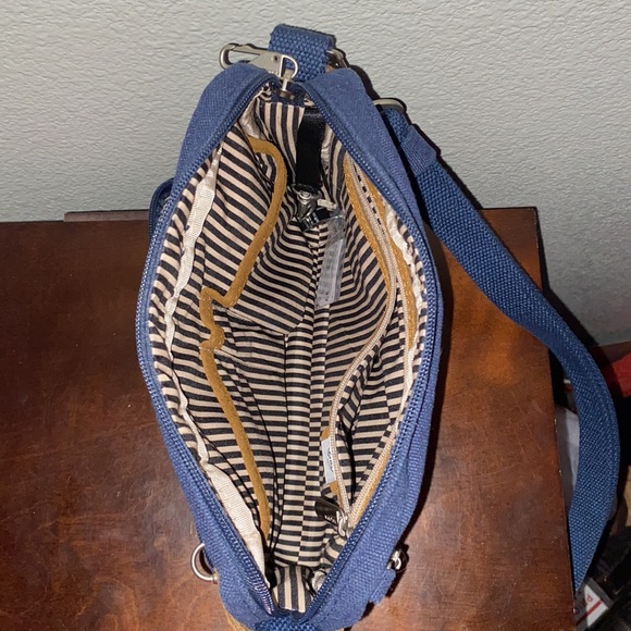 Navy Blue canvas Travelon rfid bag - Picture 4 of 6